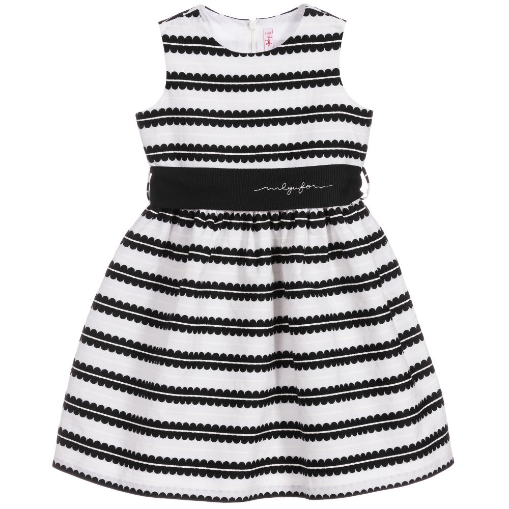Il Gufo - فستان قطن جيرسي لون أبيض و أسود | Childrensalon