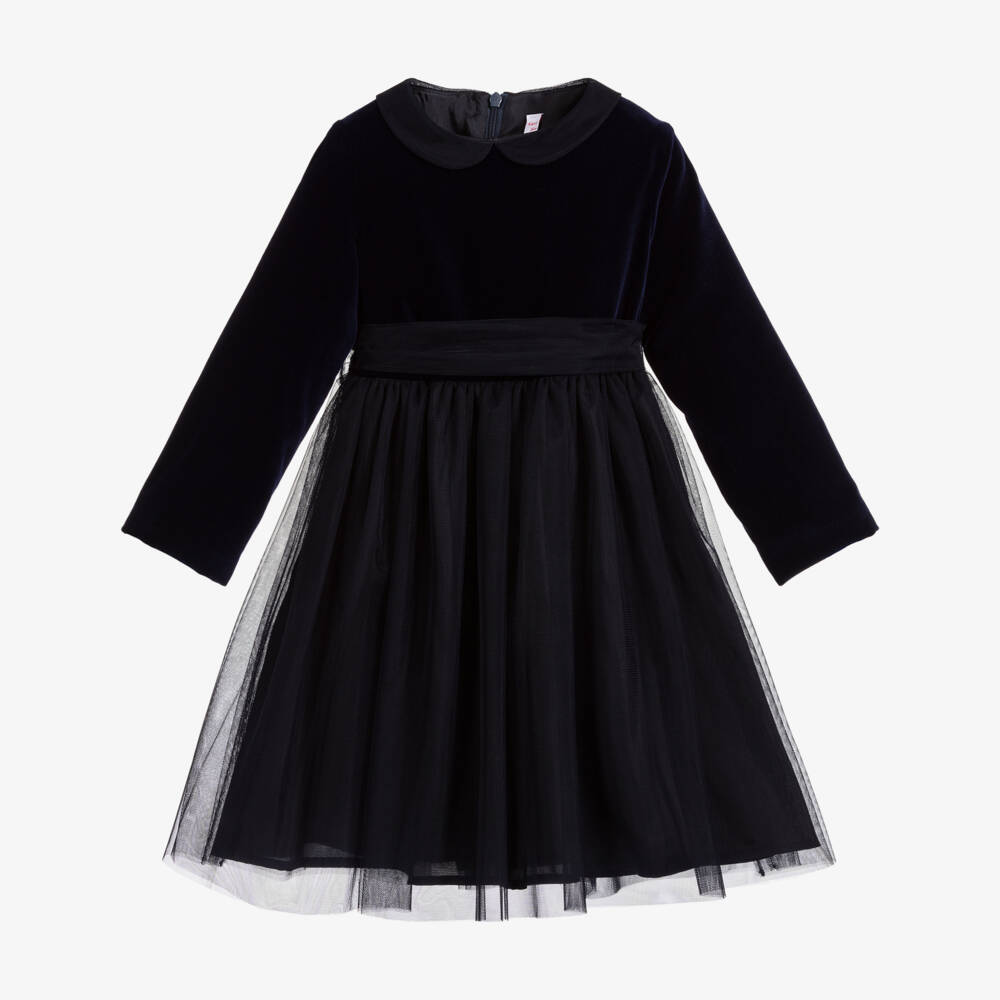Il Gufo-فستان تول و مخمل لون كحلي و أسود | Childrensalon Outlet