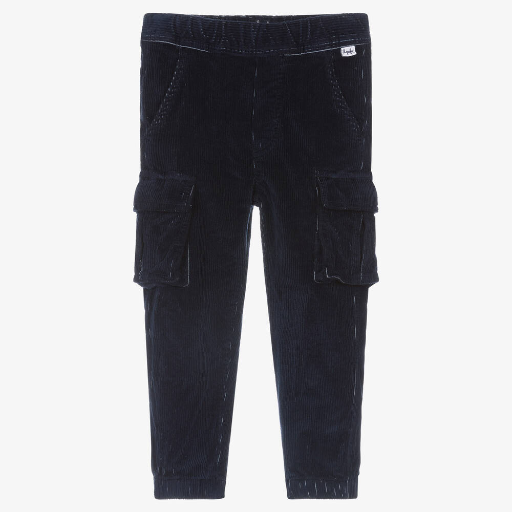Il Gufo-Blue Corduroy Cargo Trousers | Childrensalon Outlet