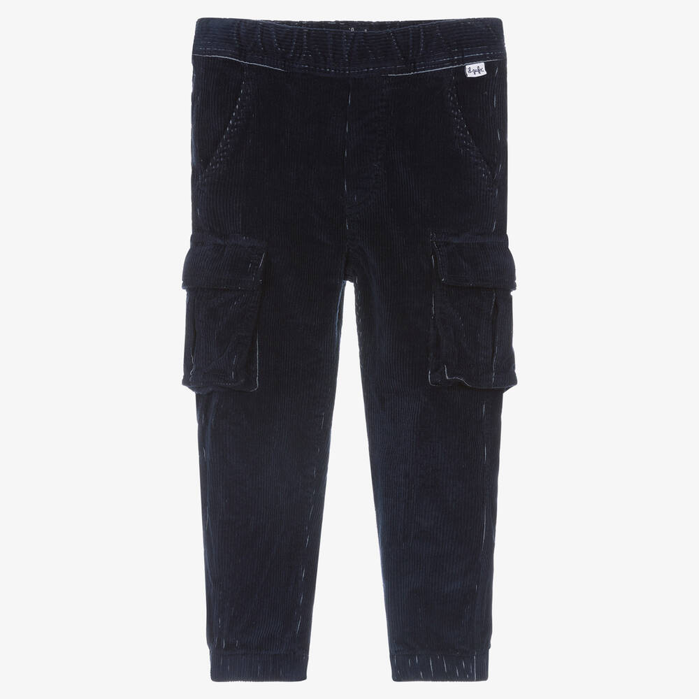 Il Gufo - Blue Corduroy Cargo Trousers | Childrensalon