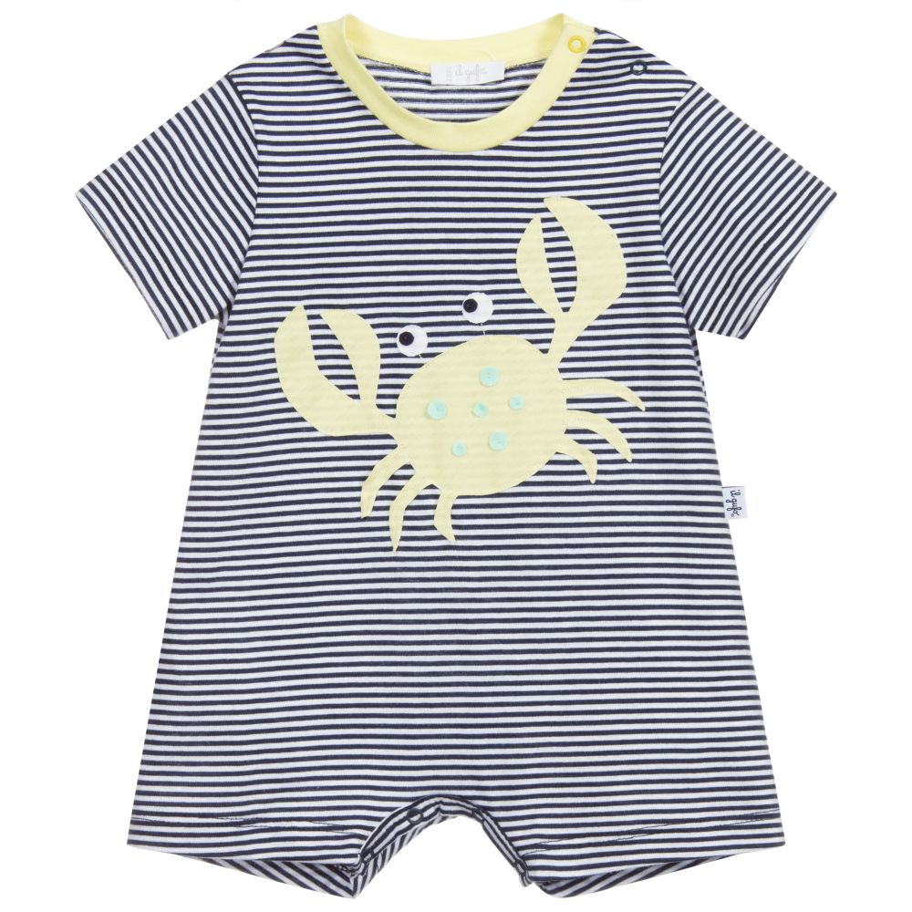 Il Gufo - Blue Cotton Baby Shortie | Childrensalon