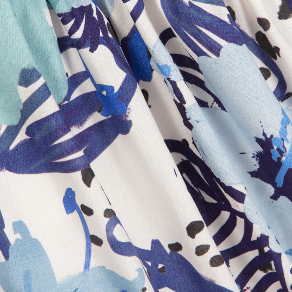 Il Gufo-Blue Cotton Floral Dress | Childrensalon Outlet