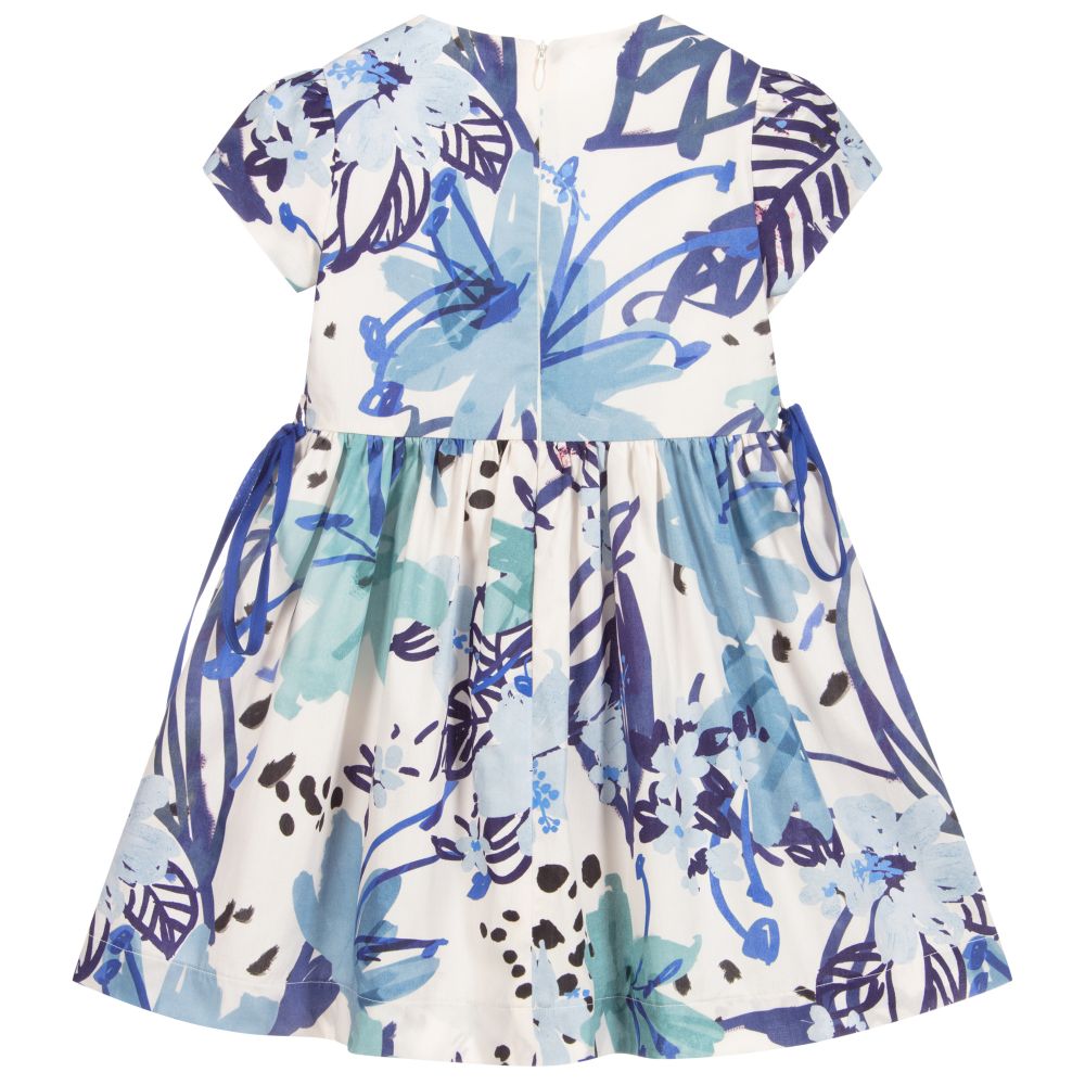 Il Gufo-Blue Cotton Floral Dress | Childrensalon Outlet