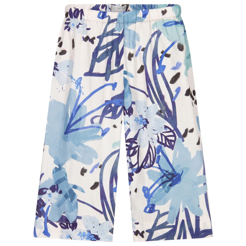 Il Gufo - Blue Cotton Floral Trousers | Childrensalon