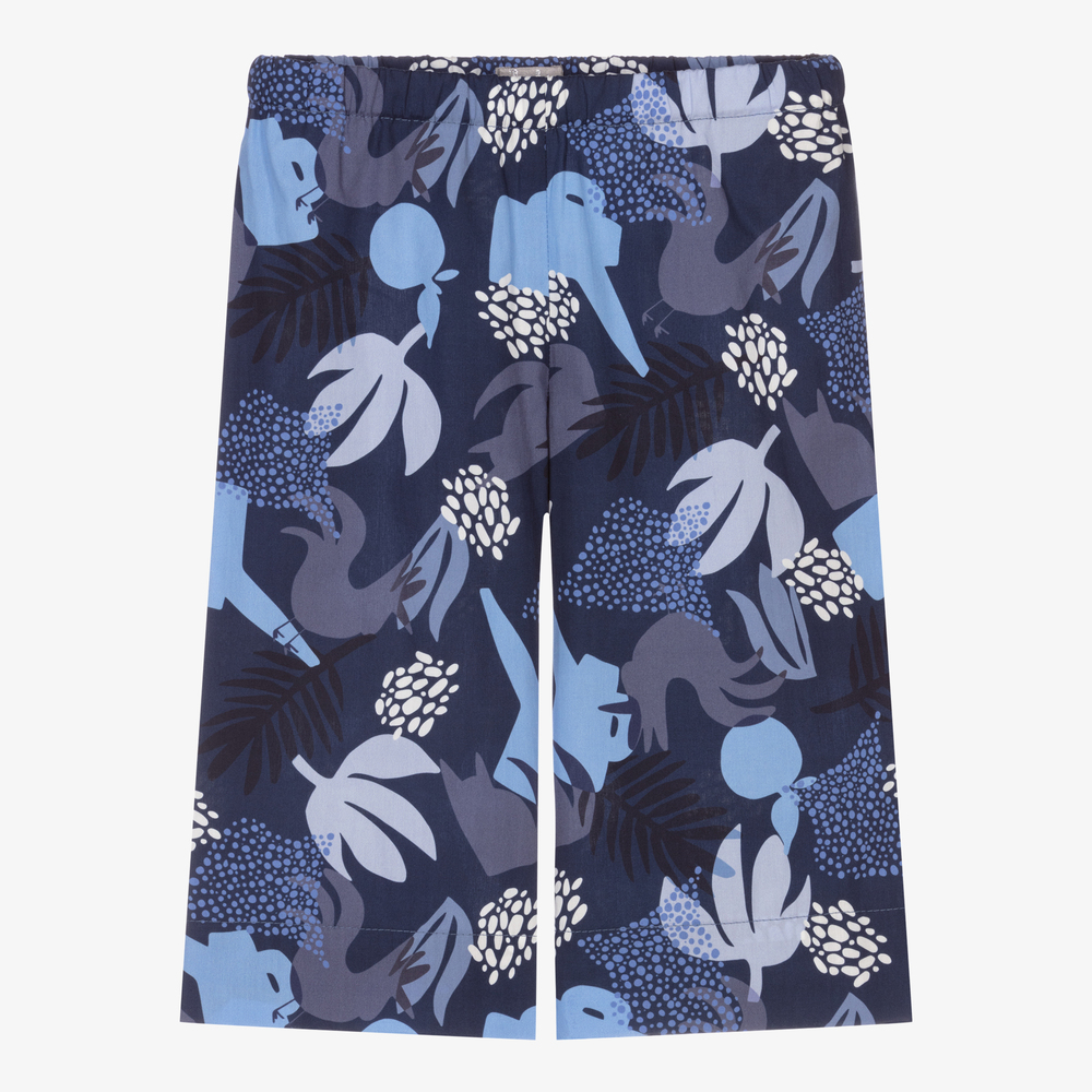 Il Gufo - Pantalon large bleu en coton à fleurs | Childrensalon