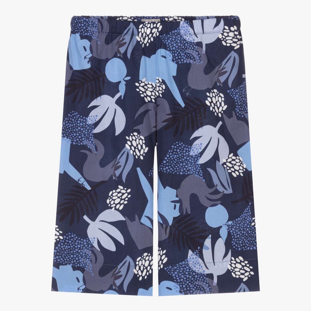 Il Gufo-Синие хлопковые брюки с цветами | Childrensalon Outlet