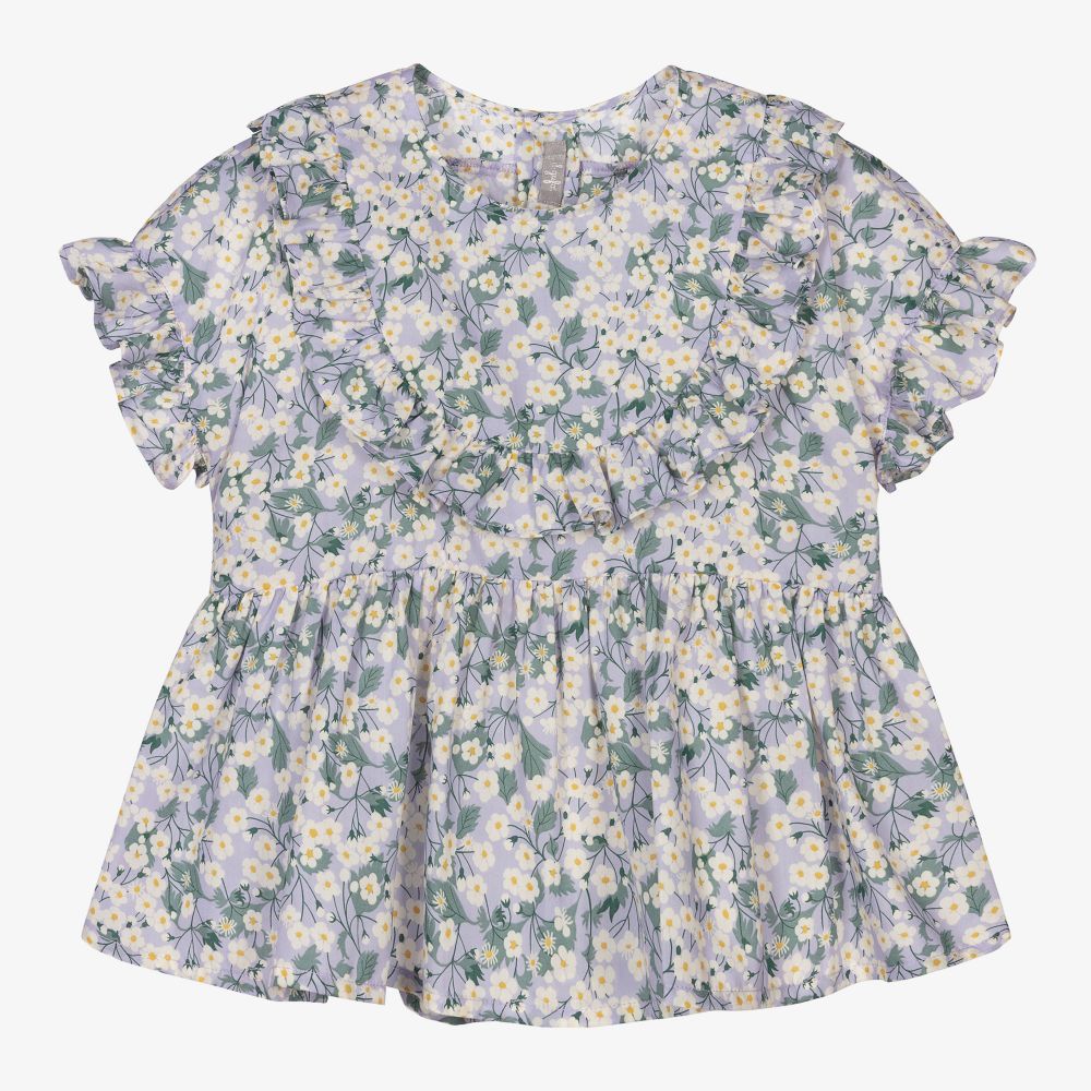 Il Gufo-Blue Floral Liberty Blouse | Childrensalon Outlet