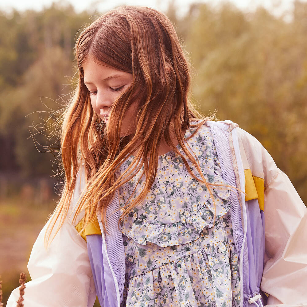 Il Gufo-بلوز قطن لون أزرق بطبعة ورود للبنات | Childrensalon Outlet