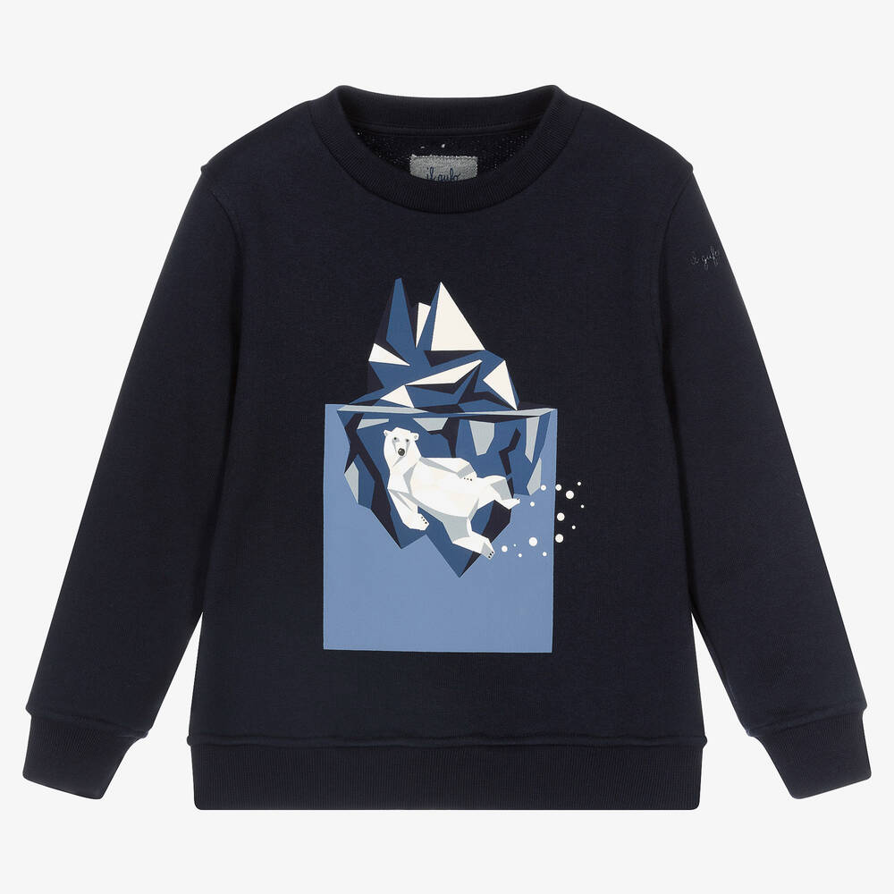 Il Gufo - Blue Polar Bear Sweatshirt | Childrensalon