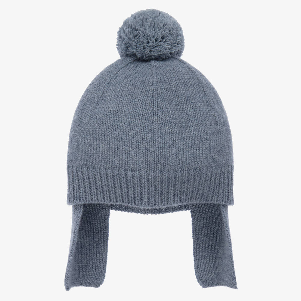 Il Gufo - Bonnet bleu en maille à pompon | Childrensalon