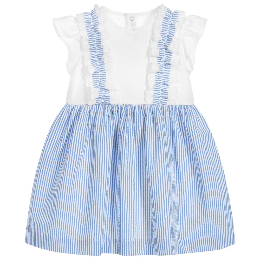 Il Gufo-Blue Seersucker Dress | Childrensalon Outlet