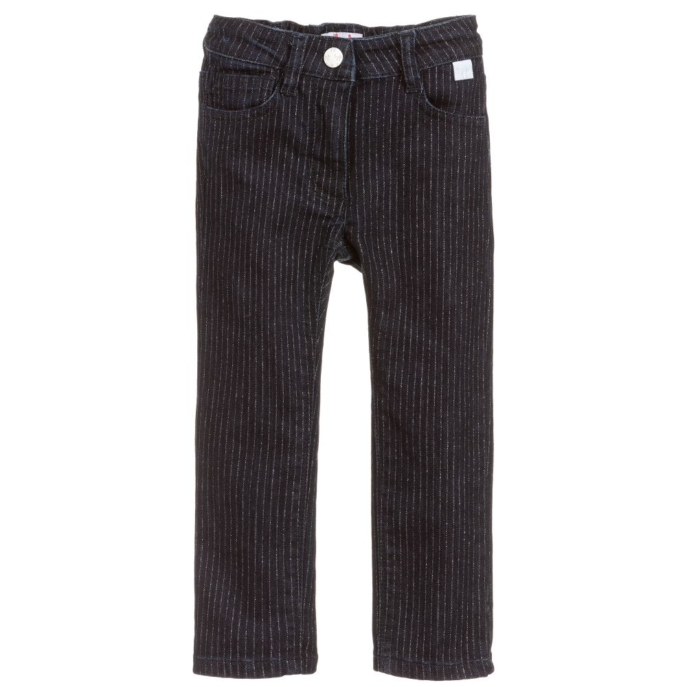 Il Gufo - Blue & Silver Striped Trousers | Childrensalon