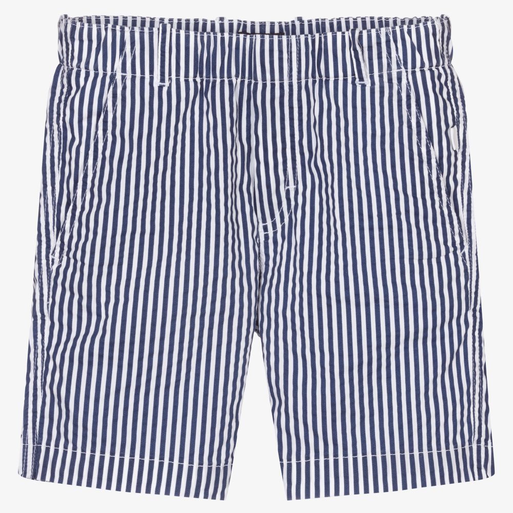 Il Gufo - Blue Stripe Bermuda Shorts | Childrensalon