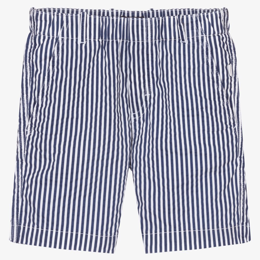 Il Gufo-Blue Stripe Bermuda Shorts | Childrensalon Outlet