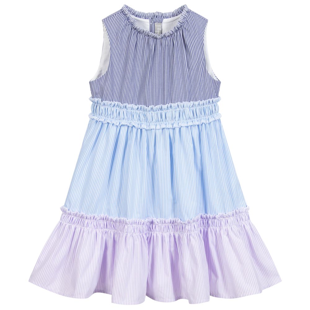Il Gufo-Голубое хлопковое платье в полоску | Childrensalon Outlet