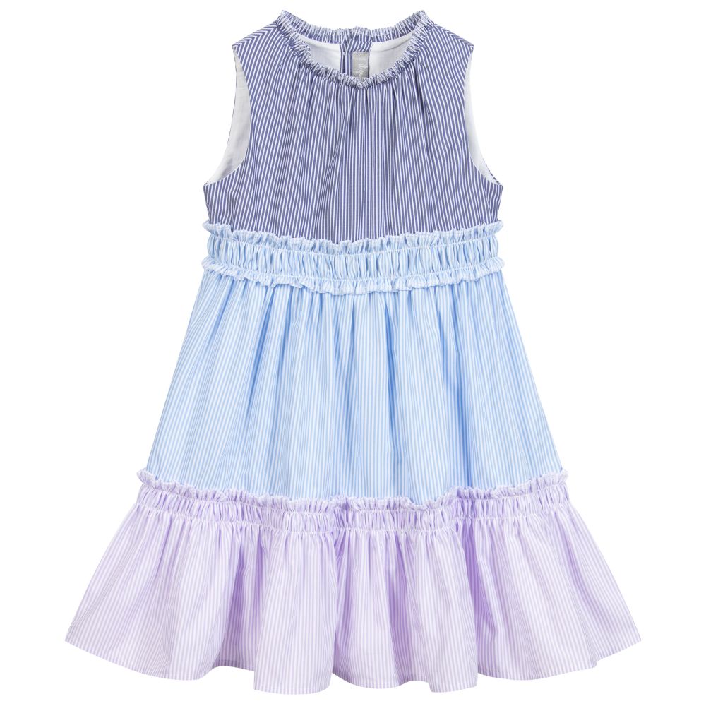 Il Gufo - Blue Striped Cotton Dress | Childrensalon