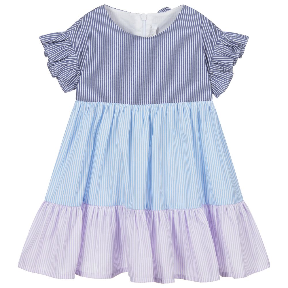 Il Gufo - Blau gestreiftes Baumwollkleid | Childrensalon