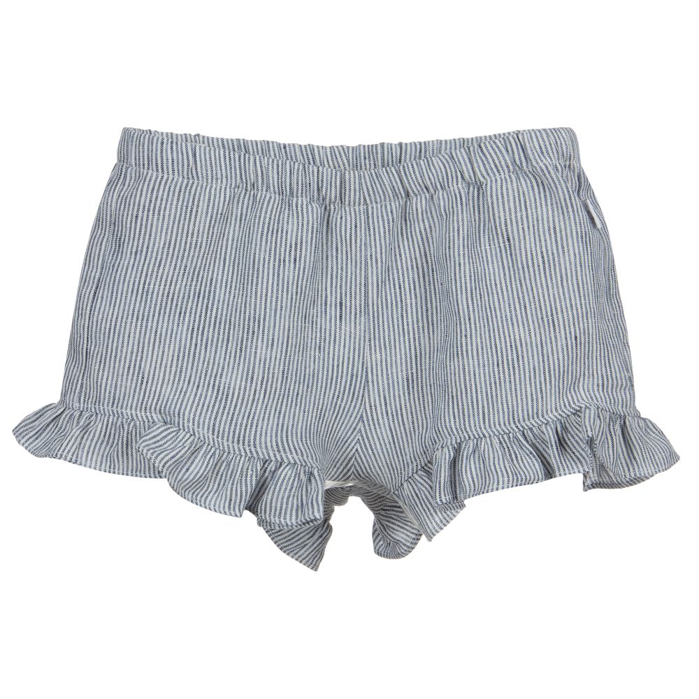 Il Gufo - Blue Striped Linen Shorts | Childrensalon