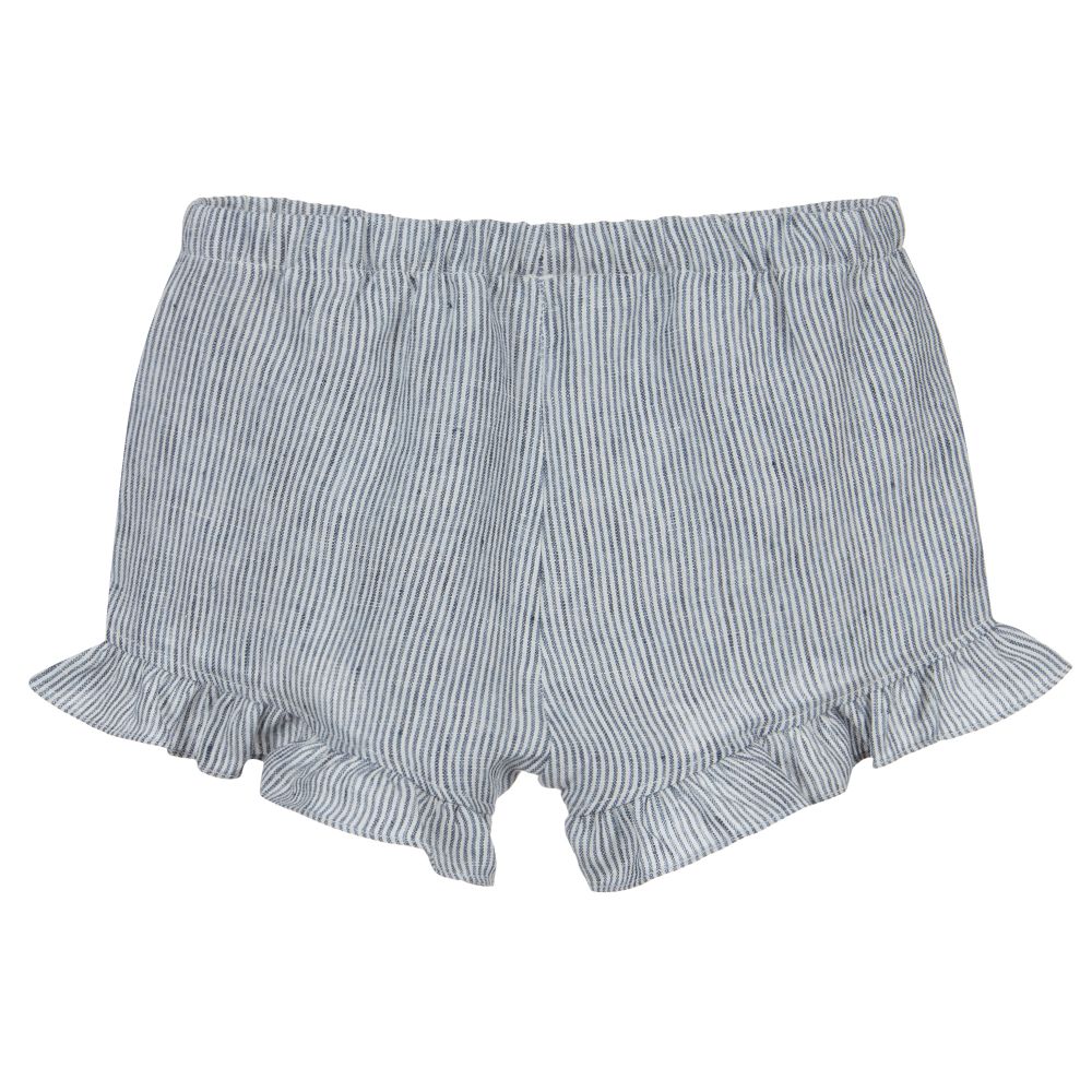 Il Gufo-Blue Striped Linen Shorts | Childrensalon Outlet