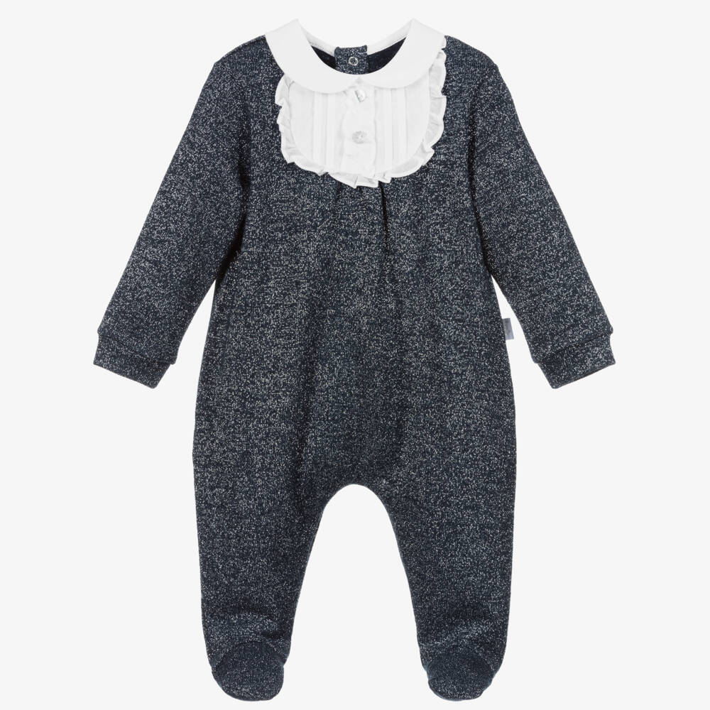 Il Gufo-Blue Viscose Sparkle Babygrow | Childrensalon Outlet