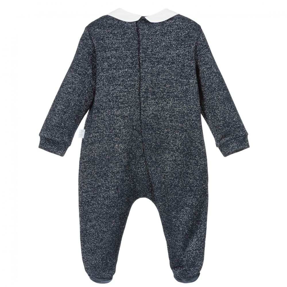 Il Gufo-بيبي غرو مزيج فيسكوز جيرسي لون كحلي برّاق وأبيض | Childrensalon Outlet