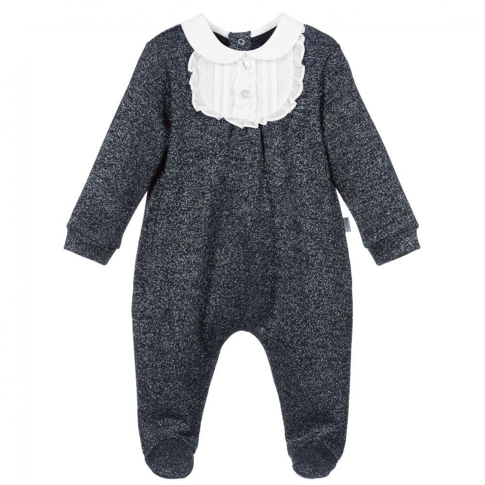 Il Gufo-Синий комбинезон-слип из вискозы с блестящей нитью | Childrensalon Outlet