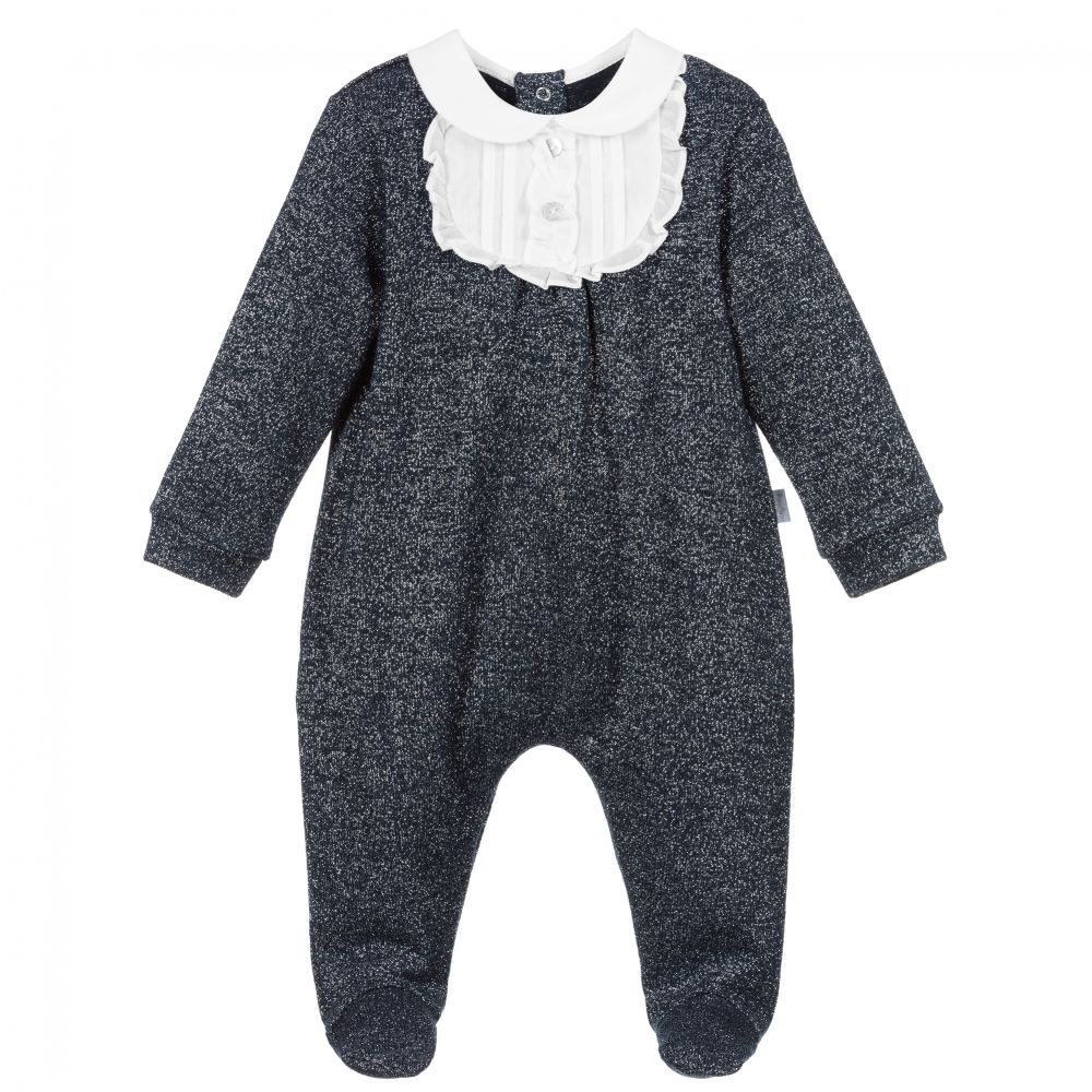 Il Gufo - Blue Viscose Sparkle Babygrow | Childrensalon