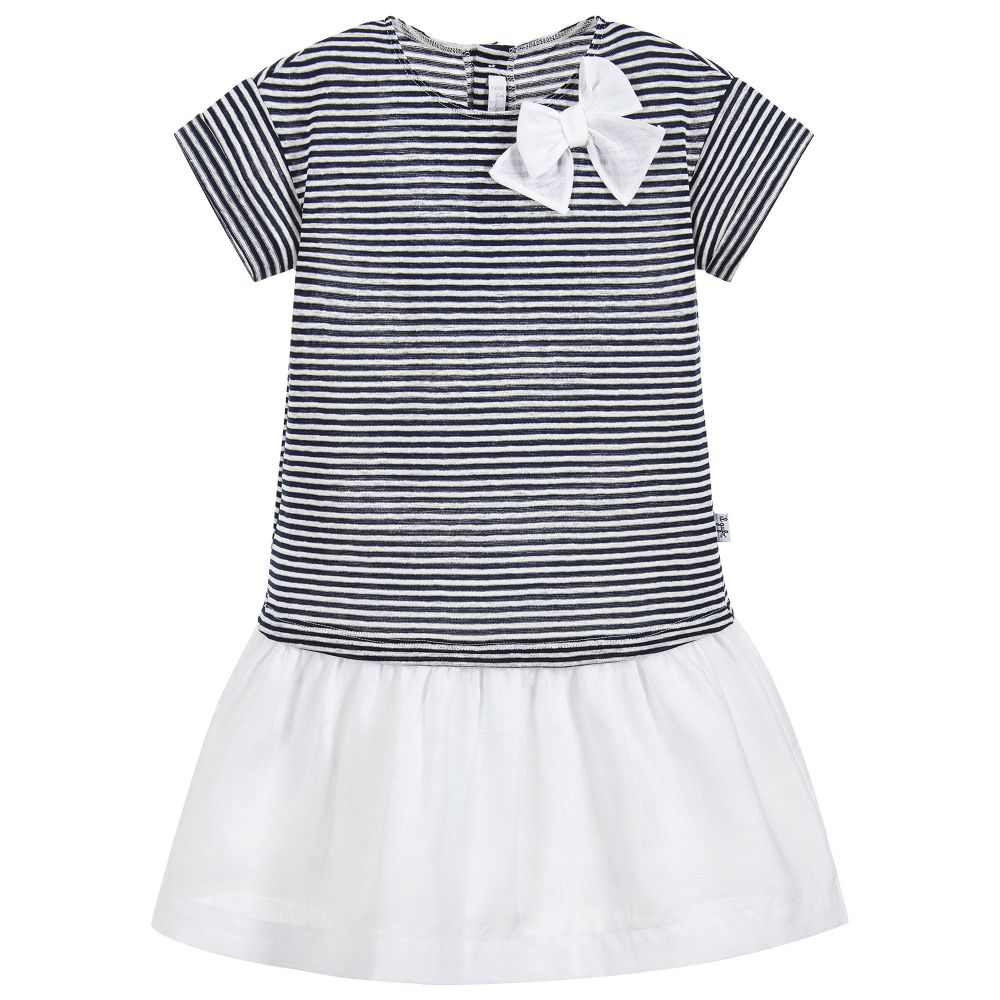 Il Gufo - Blue & White Linen Dress | Childrensalon