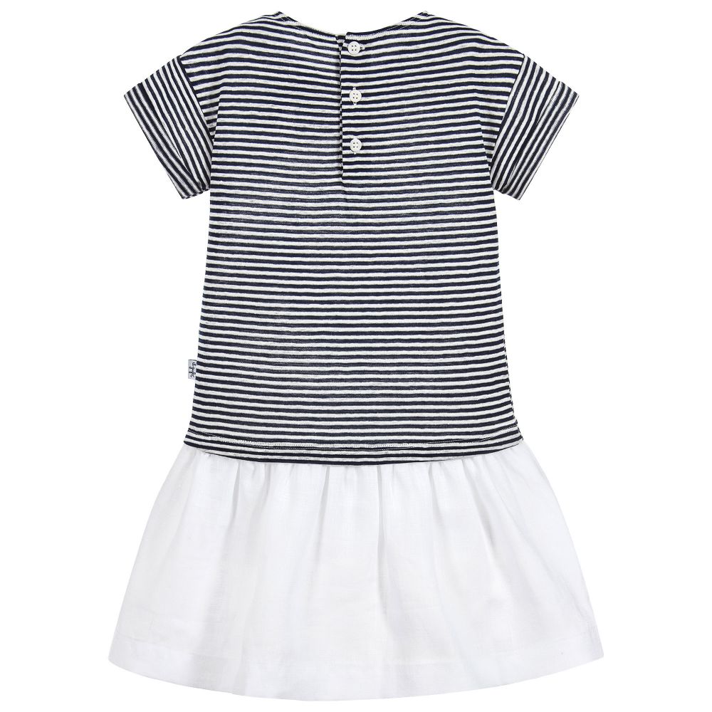 Blue white linen dress store