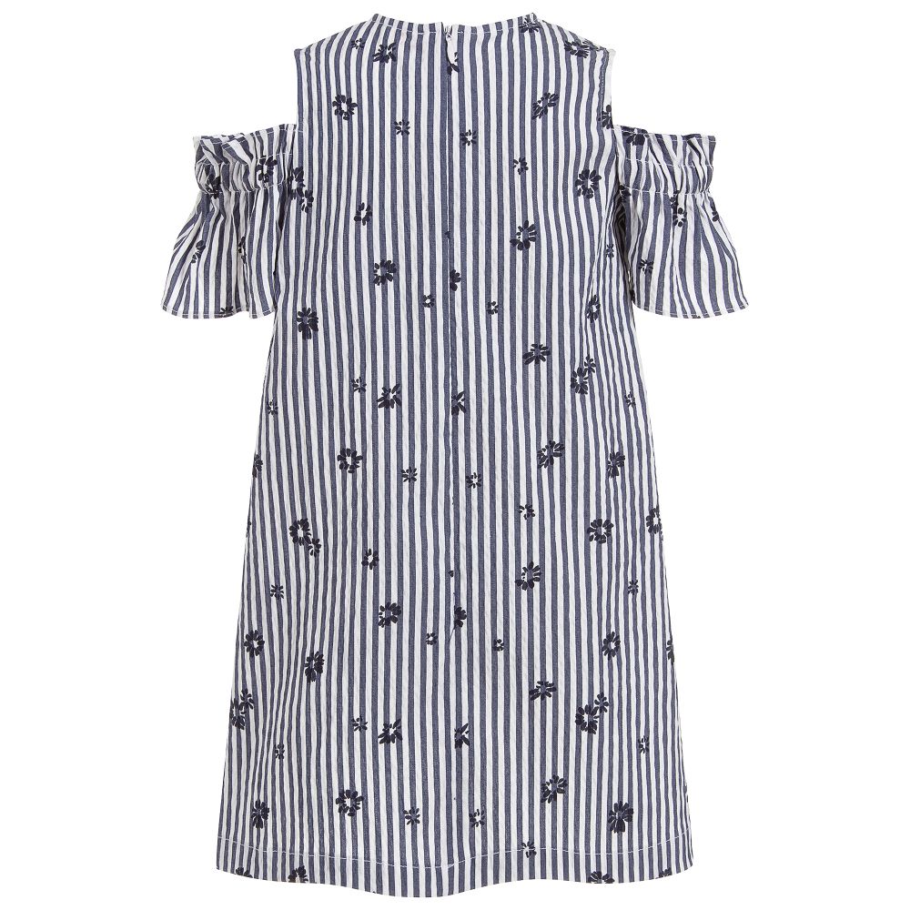 Il Gufo-Blue & White Seersucker Dress | Childrensalon Outlet