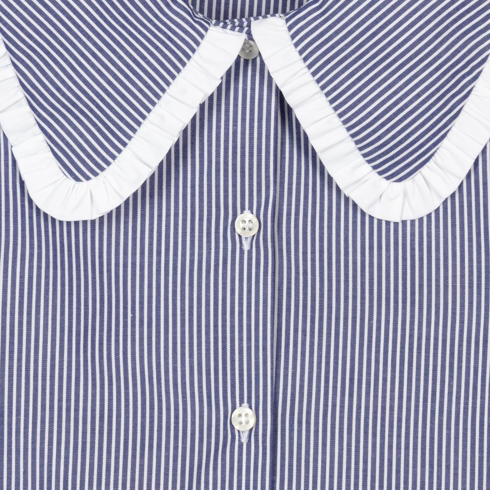Il Gufo-Blue & White Stripe Blouse | Childrensalon Outlet