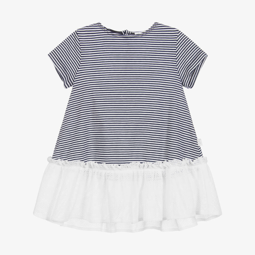 Il Gufo-Blue & White Striped Dress | Childrensalon Outlet
