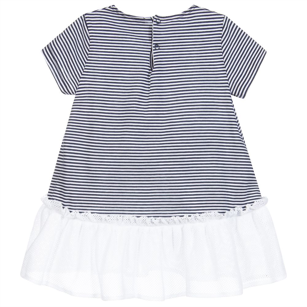 Il Gufo-Blue & White Striped Dress | Childrensalon Outlet