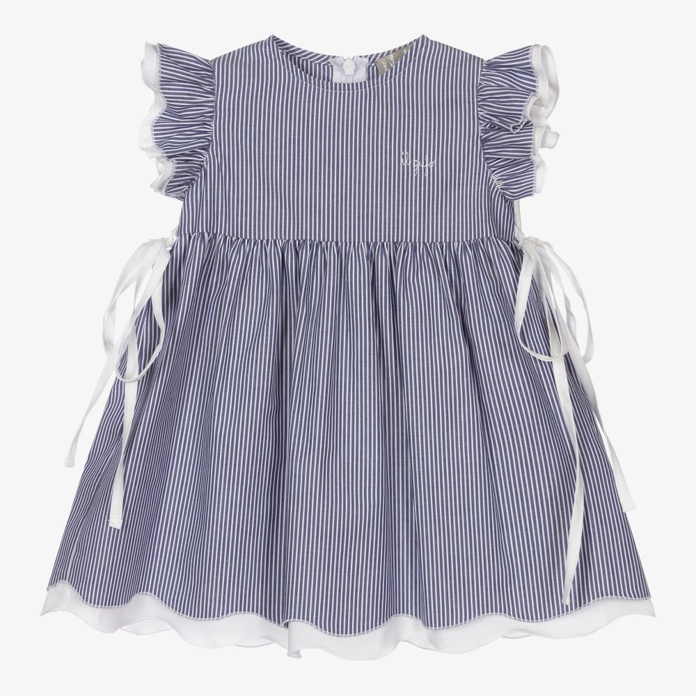Il Gufo - Gestreiftes Kleid in Blau und Weiß | Childrensalon
