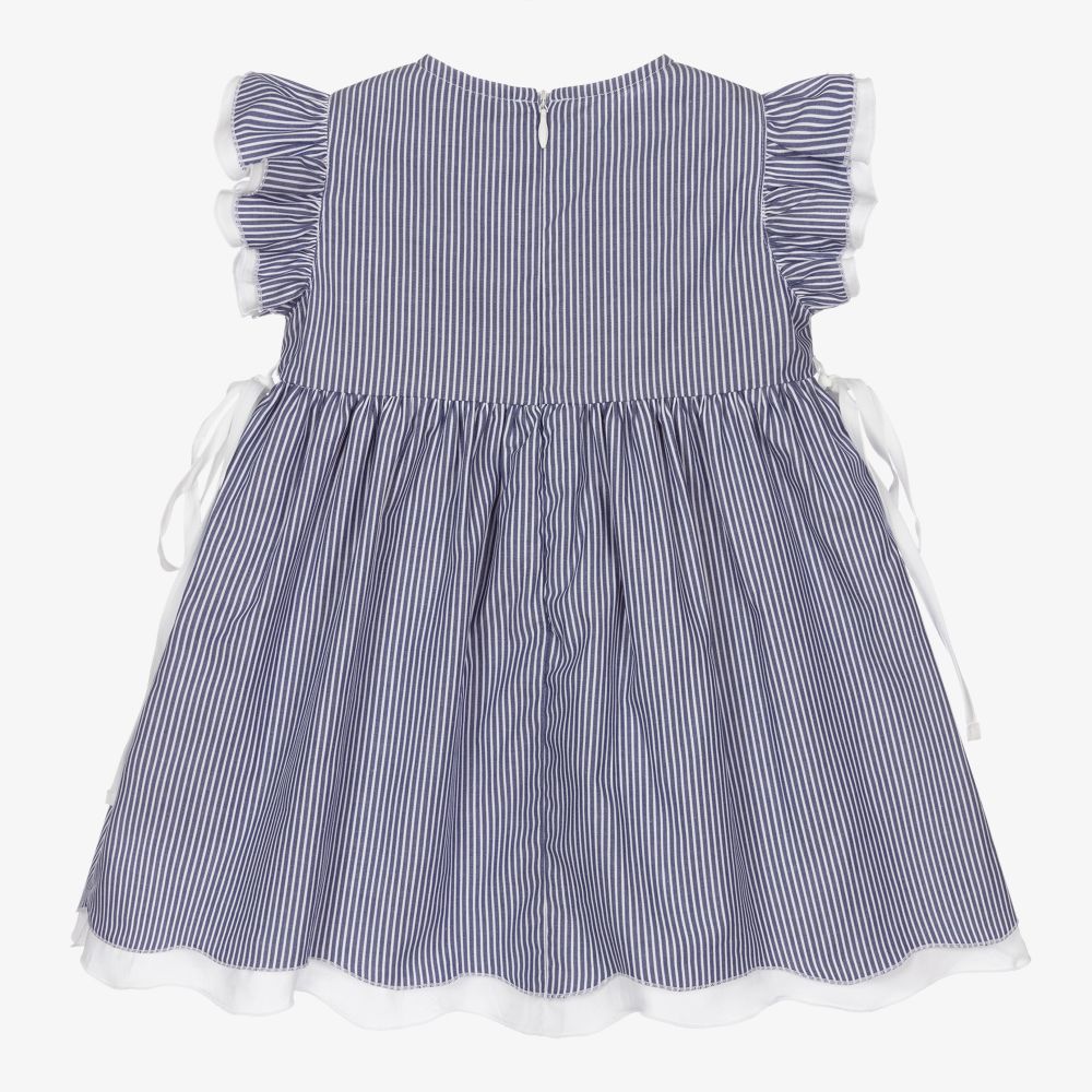 Il Gufo-فستان قطن مقلم لون أزرق وأبيض | Childrensalon Outlet