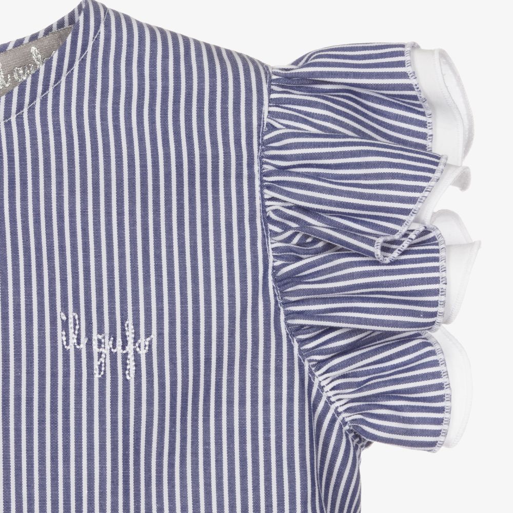 Il Gufo-فستان قطن مقلم لون أزرق وأبيض | Childrensalon Outlet