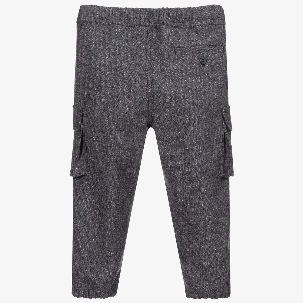 Il Gufo-Blue Wool Blend Cargo Trousers | Childrensalon Outlet