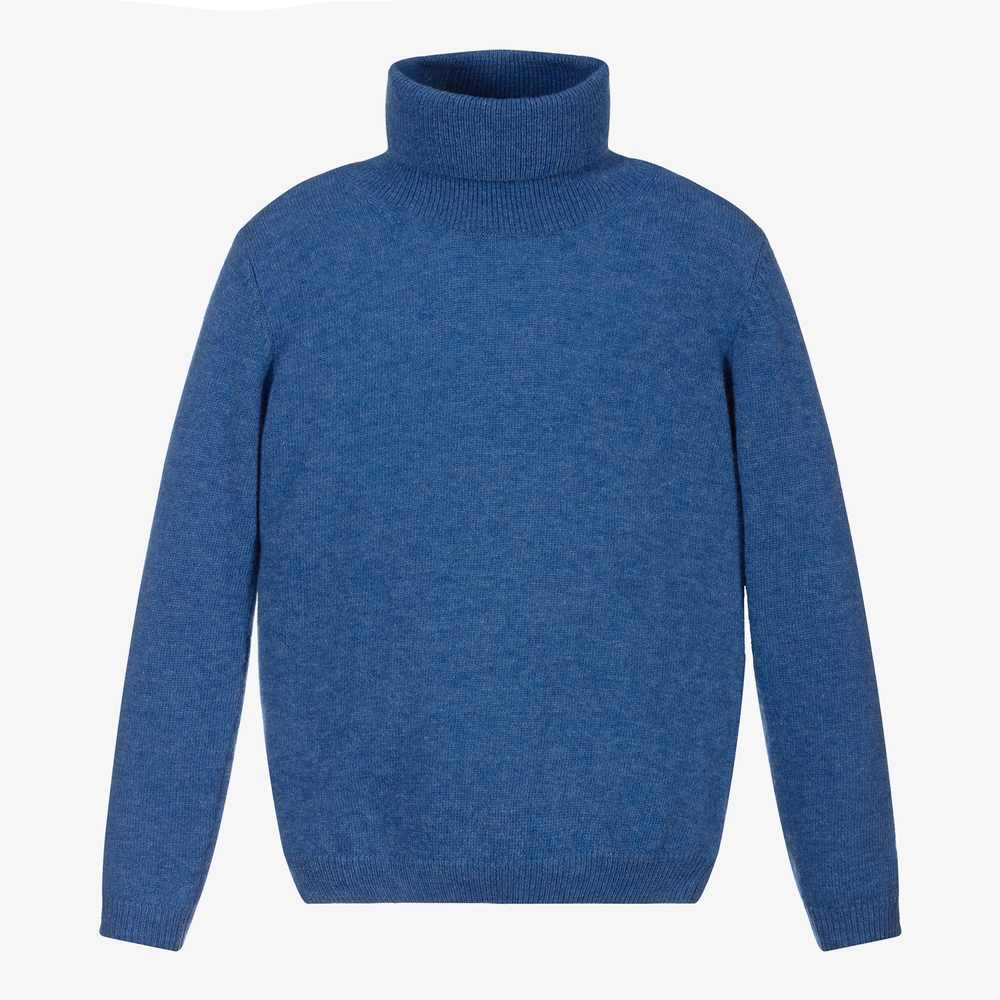 Il Gufo - Синий шерстяной свитер с воротником-стойкой | Childrensalon