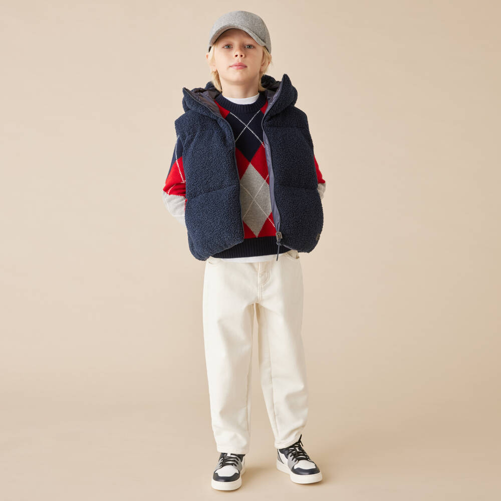 Il Gufo-Boys Argyle Wool Knit Jumper | Childrensalon Outlet