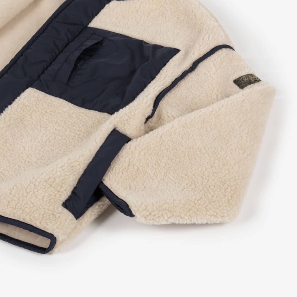Il Gufo-Boys Beige and Navy Fleece Jacket | Childrensalon Outlet