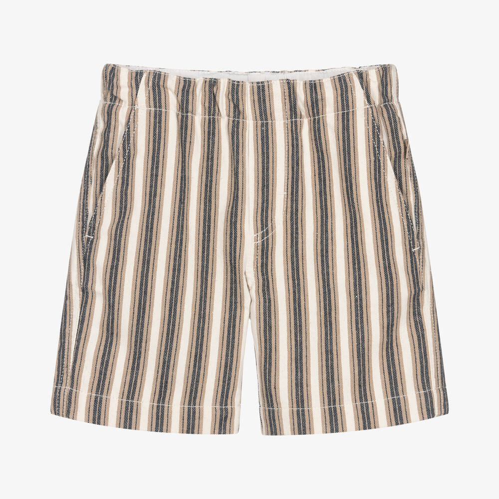 Il Gufo - Gestreifte Shorts in Beige und Blau | Childrensalon