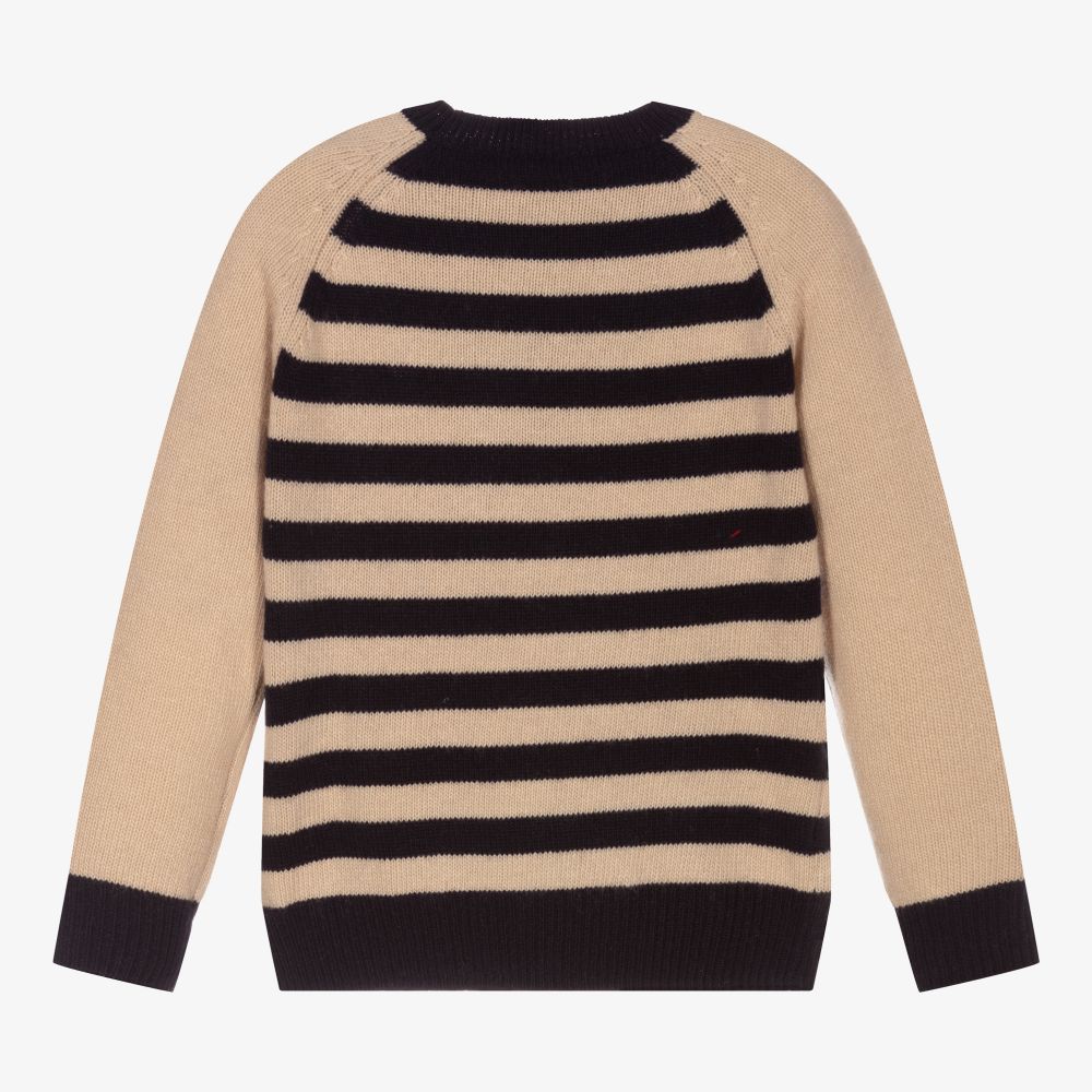 Il Gufo-Бежево-синий шерстяной свитер для мальчиков | Childrensalon Outlet