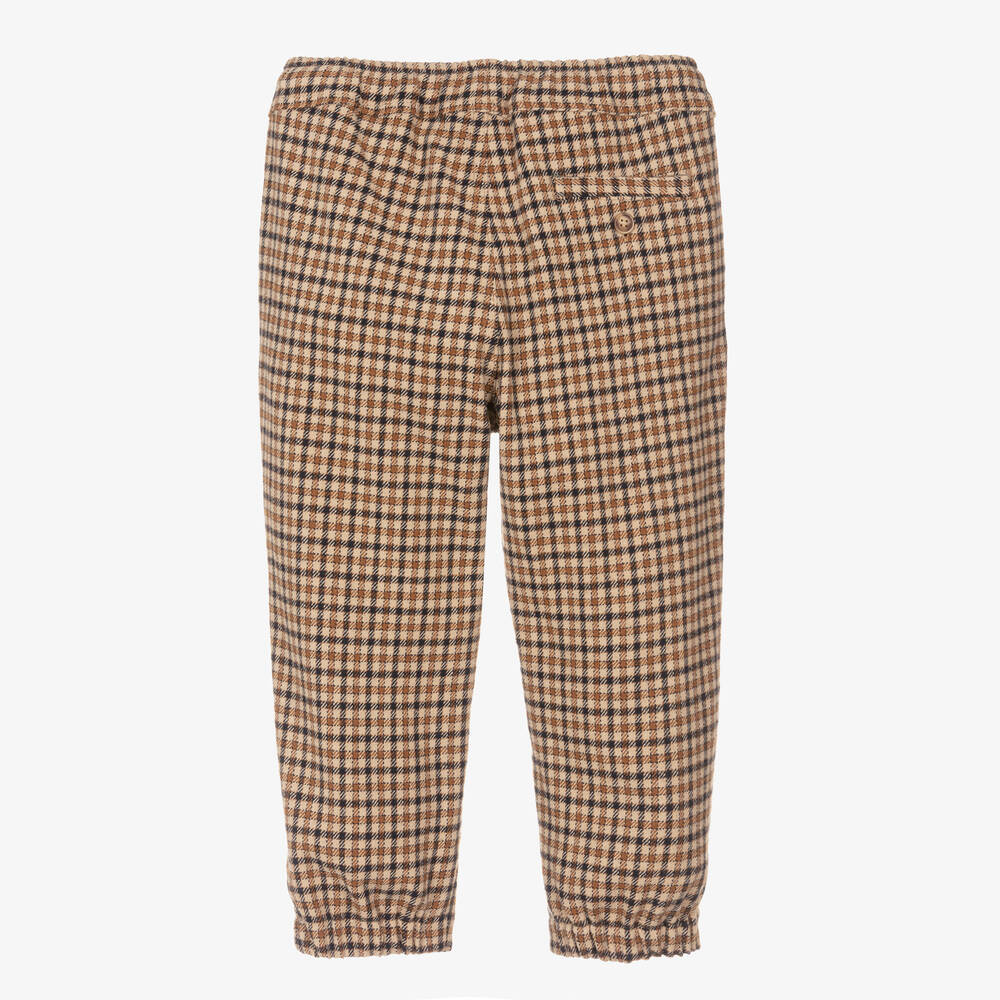Il Gufo-بنطلون قطن فلانيل كاروهات لون بيج للأولاد | Childrensalon Outlet