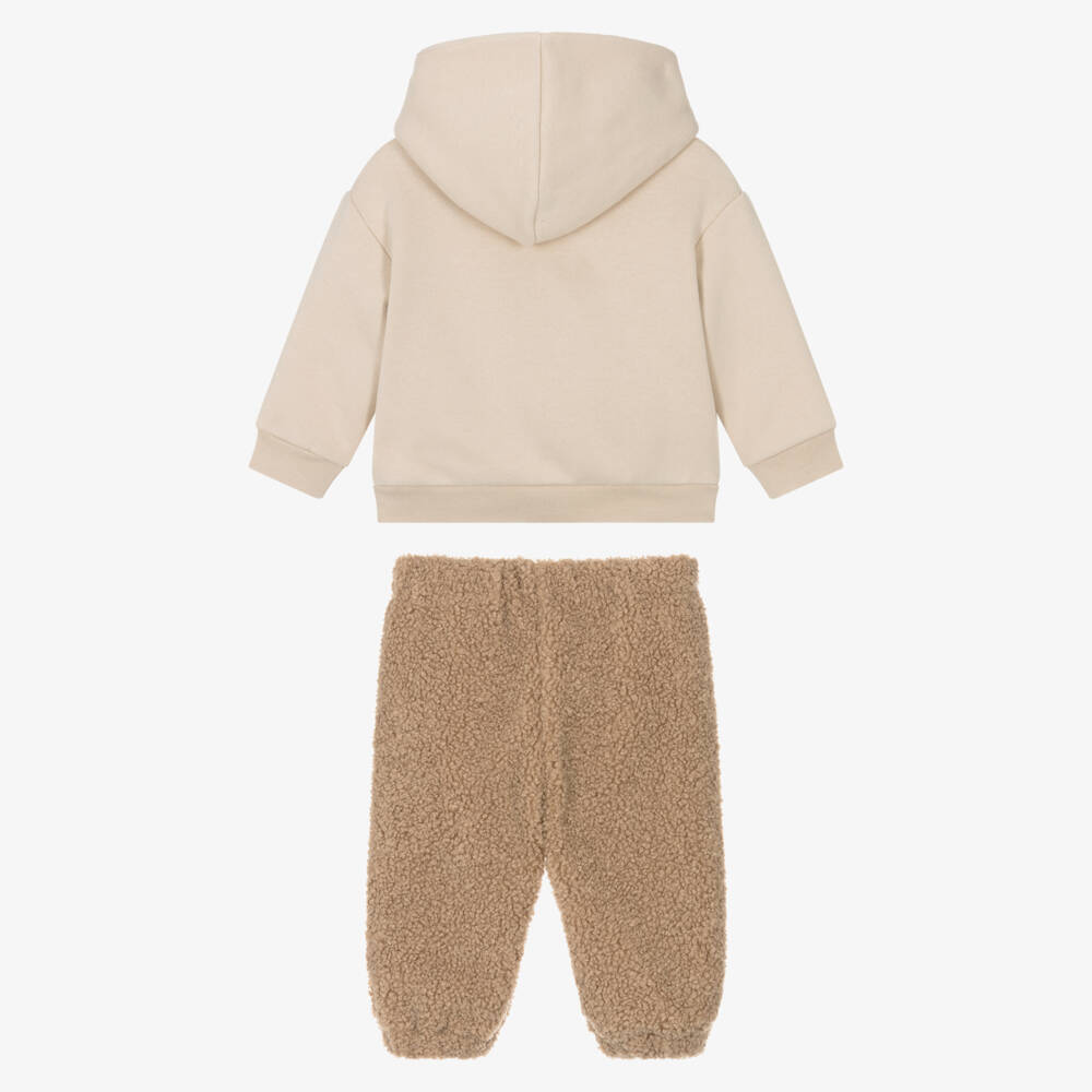 Il Gufo-Boys Beige Cotton Bouclé Racoon Tracksuit | Childrensalon Outlet