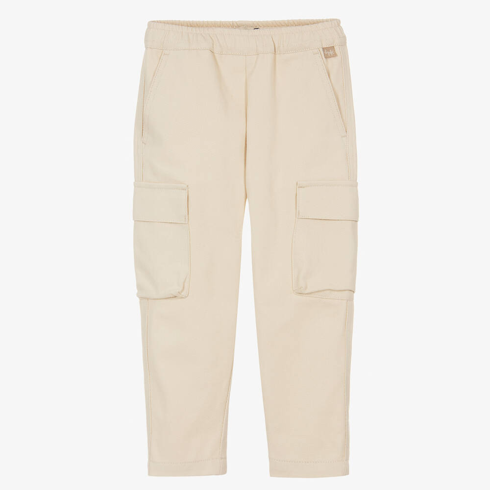 Il Gufo - Boys Beige Cotton Cargo Trousers | Childrensalon