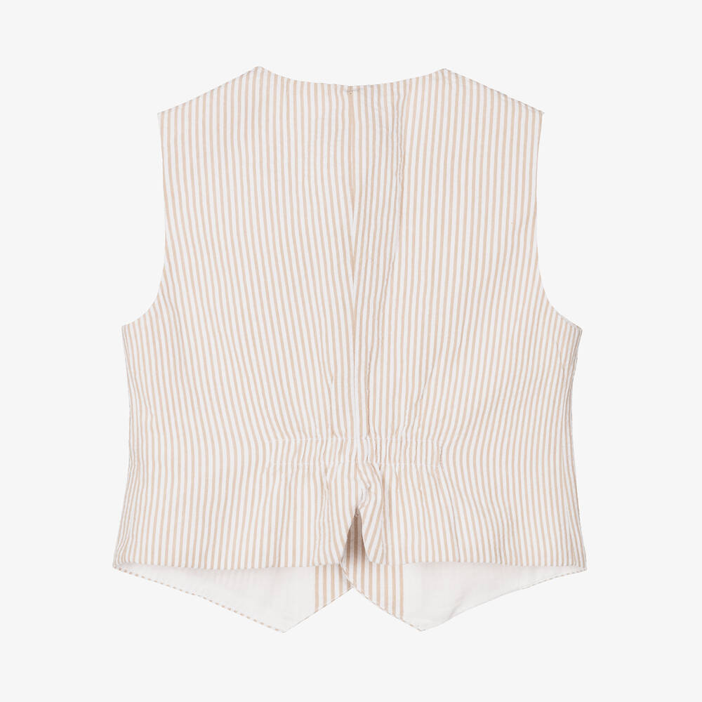 Il Gufo-Boys Beige Cotton Pinstripe Waistcoat | Childrensalon Outlet