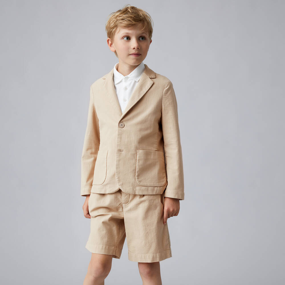 Il Gufo-Boys Beige Cotton Shorts | Childrensalon Outlet
