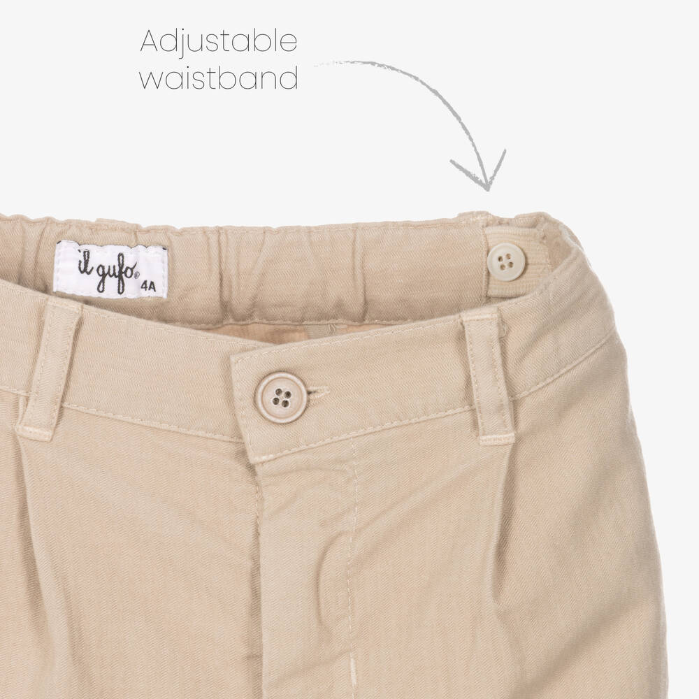 Il Gufo-Boys Beige Cotton Shorts | Childrensalon Outlet