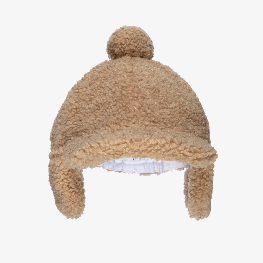 Il Gufo-Boys Beige Fleece Pom-Pom Hat | Childrensalon Outlet