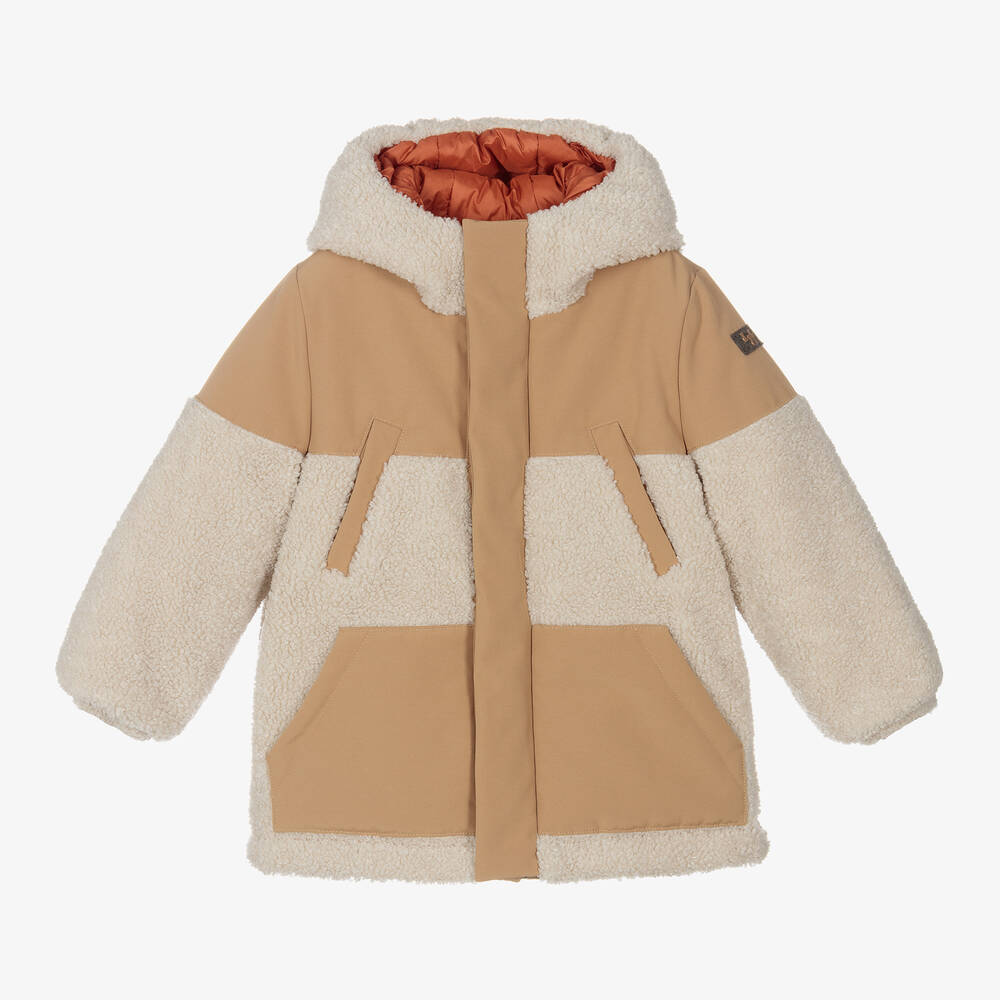 Il Gufo - Boys Beige & Ivory Fleece Coat | Childrensalon